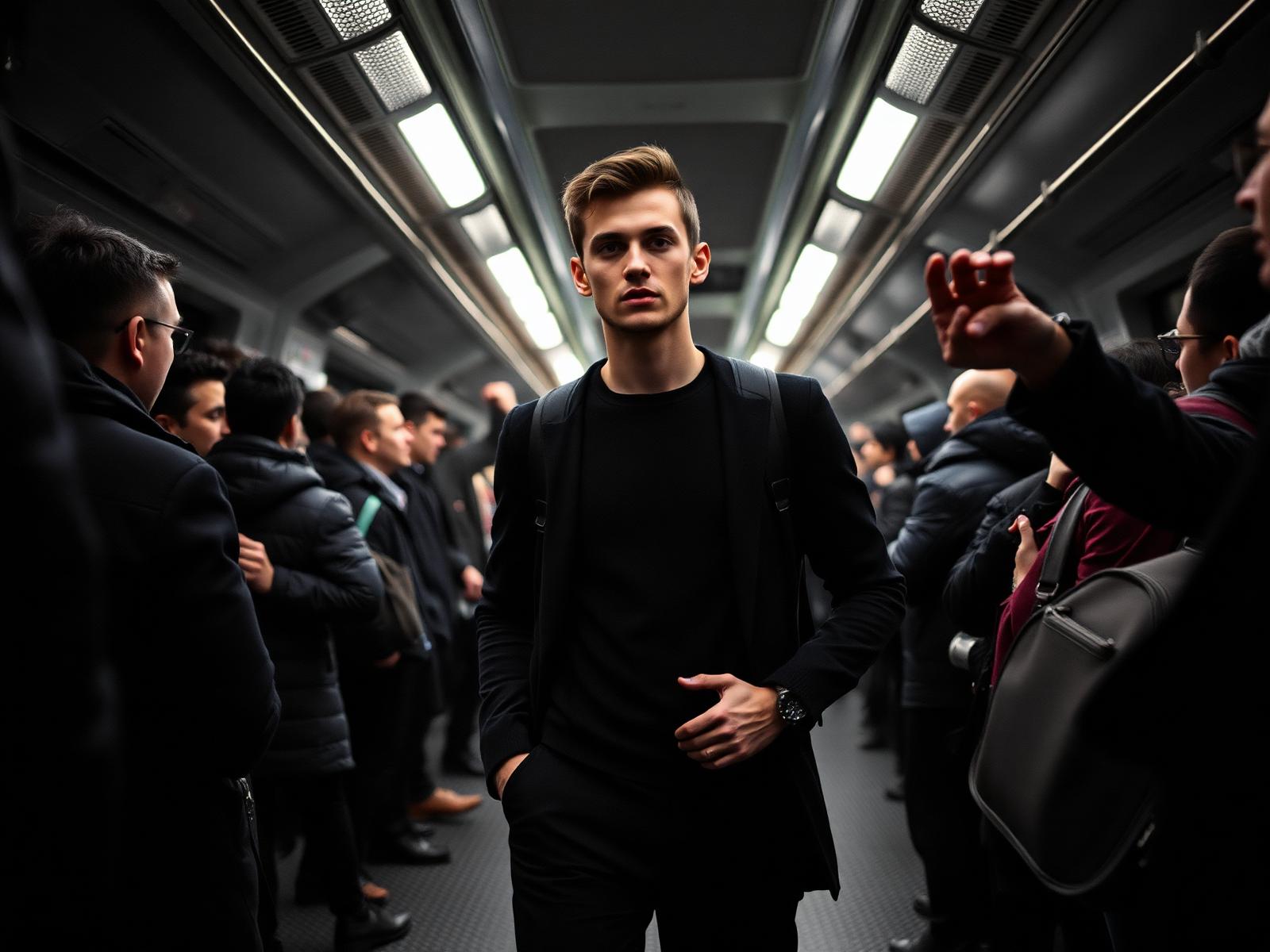 Passager dans le métro avec un portefeuille antivol